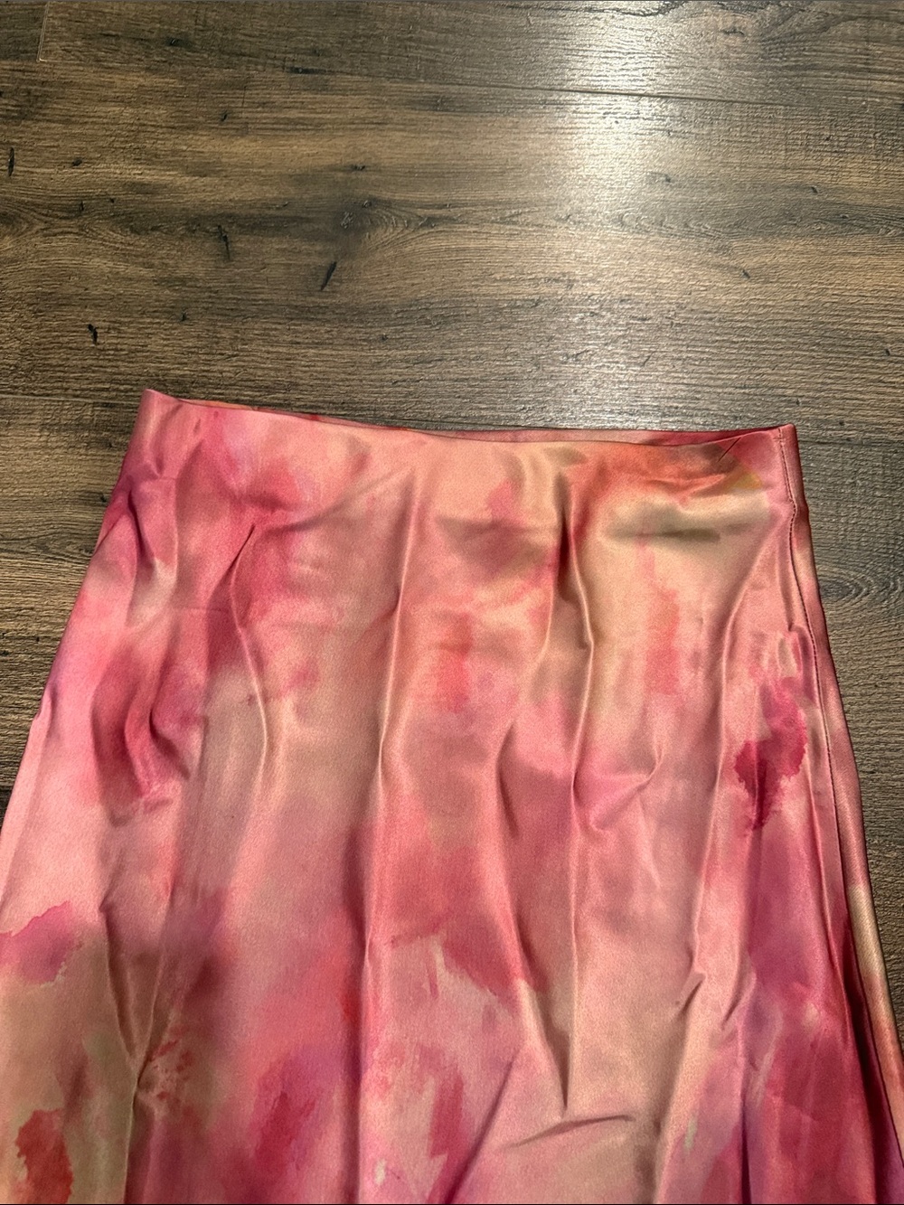 12th Tribe Pink Watercolor A-Line Maxi Skirt with Yellow Accents - Picture 2 of 4